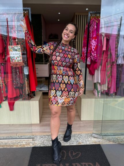 Vestido Curto Coração de Inverno Farm