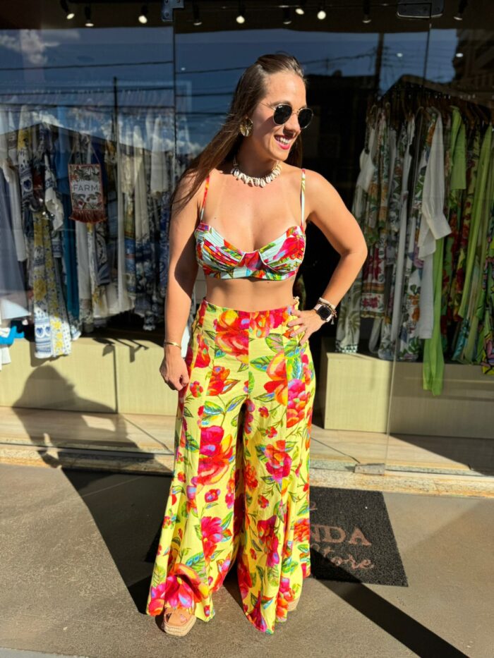 Calça Pantalona Flor Céu - Imagem 1