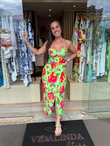 Vestido Midi Flor Céu