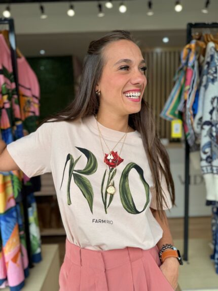 T-shirt Rio Flor Rosa Nevoa