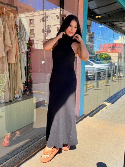 Vestido Rib Gola Alta