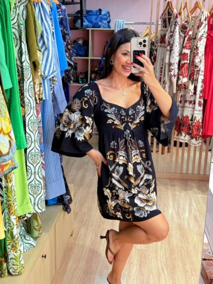 Vestido Manga Jardim Real