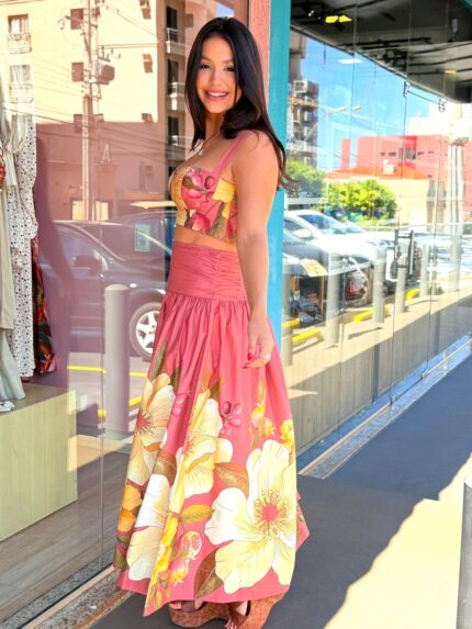 Saia Cropped Romance Flor Localizado E