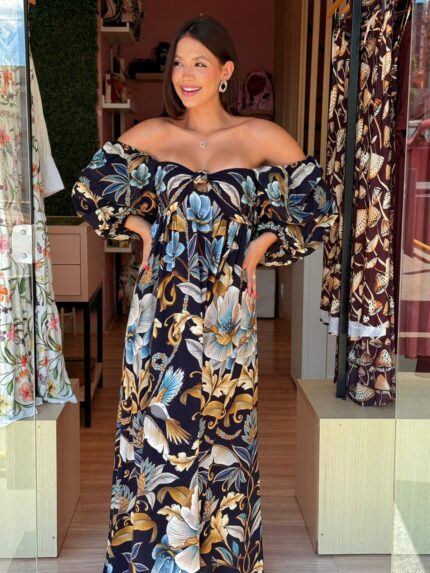 Vestido Longo Mg Jardim  Real