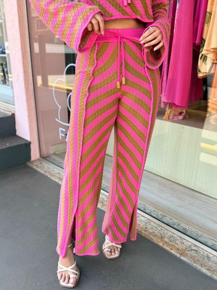 Calça Listrada Rosa/Marrom - Imagem 3