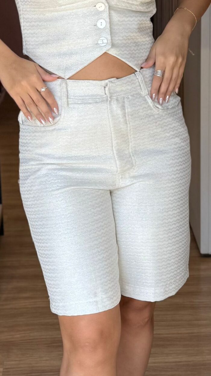 Bermuda Pespontada Algodão Lurex - Imagem 2