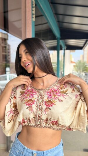Blusa Cropped Jardim Majestoso
