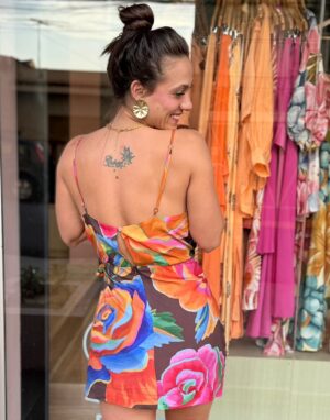 Vestido Curto Rosas Pintadas FARM - Imagem 2