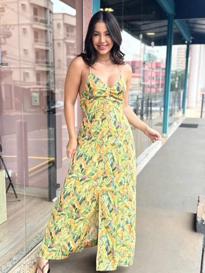 Vestido Recortes Floresta De  Passarinho - Imagem 1