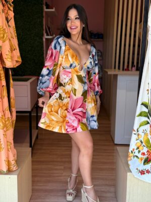 Vestido Curto Floral Rebeca - Imagem 3