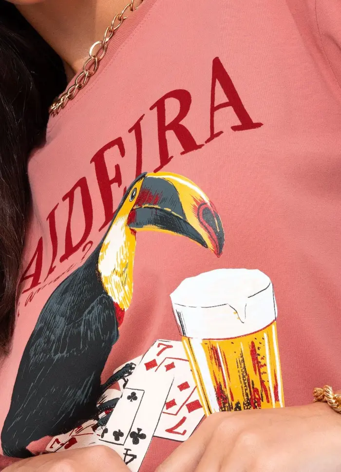 T-Shirt Media Saidera Rosa Dengo FARM - Imagem 1