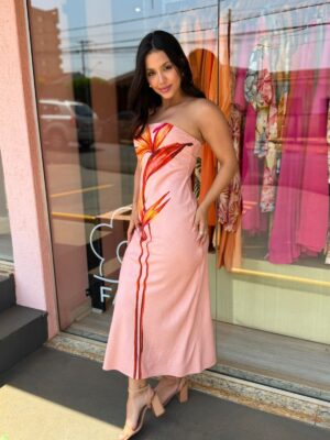 Vestido Sem  Alça  Maxi Estrelicia E FARM