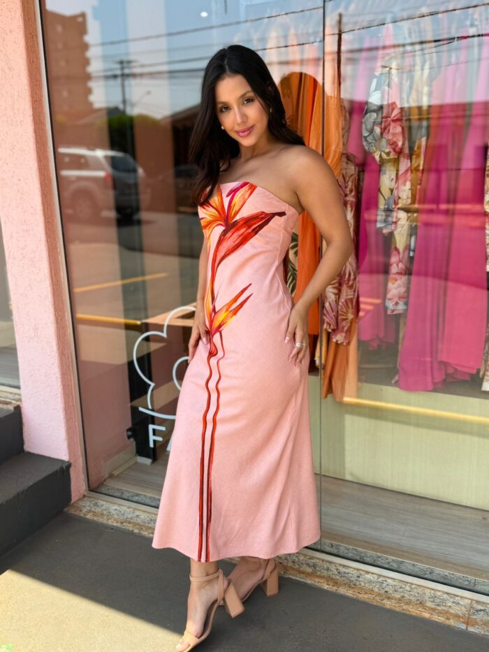 Vestido Sem  Alça  Maxi Estrelicia E FARM - Imagem 1