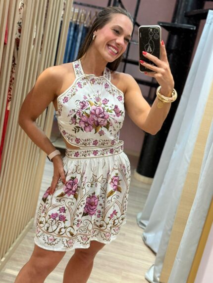 Vestido Curto Poesia De Flor FARM
