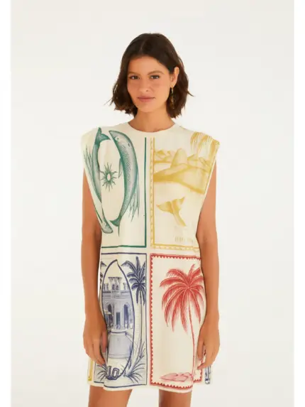 Vestido Curto Ombreira Brasil Vintage FARM