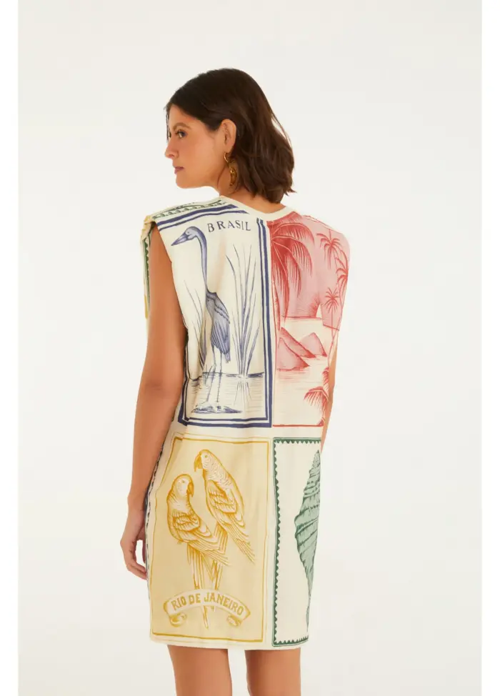 Vestido Curto Ombreira Brasil Vintage FARM - Imagem 3