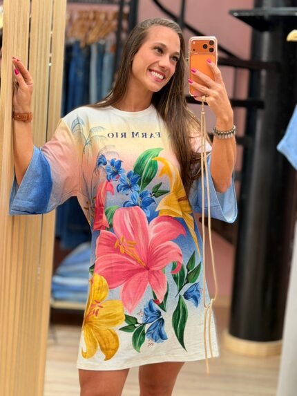 Vestido Tshirt Big Floral Malu Silk FARM