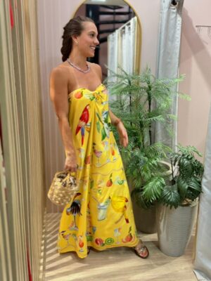 Vestido Nó Estampado Coquetel Lenço Amarelo FARM - Imagem 2